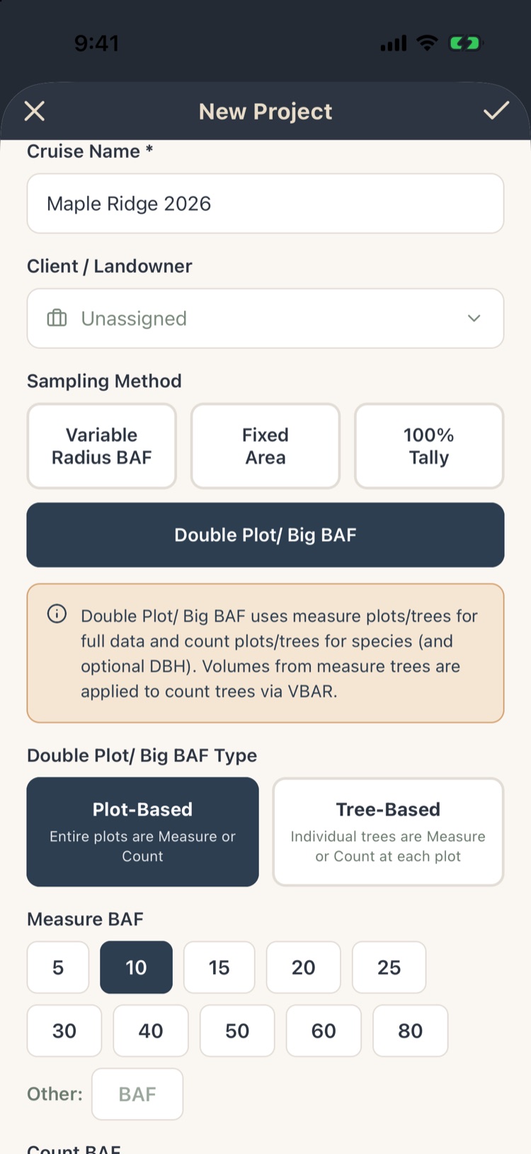Double Plot / Big BAF options
