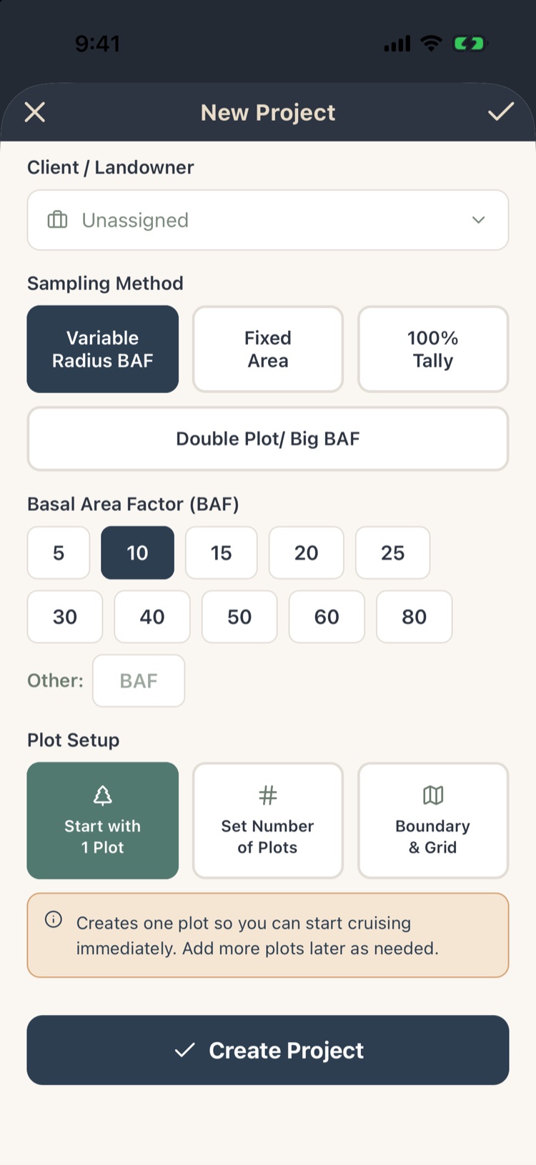 Sampling method, BAF chips and Plot Setup choices