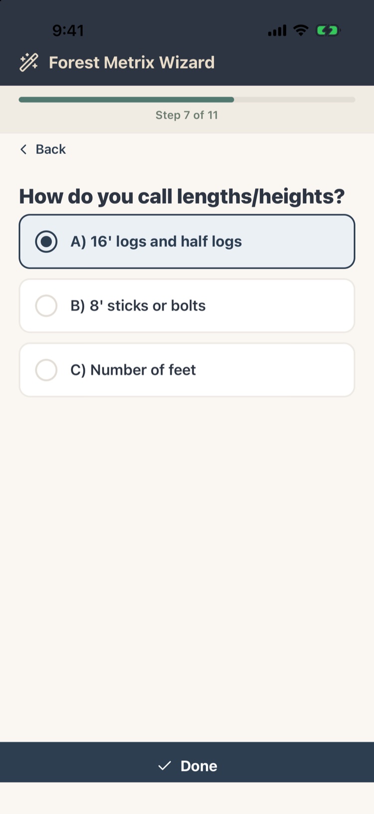 Height unit choices