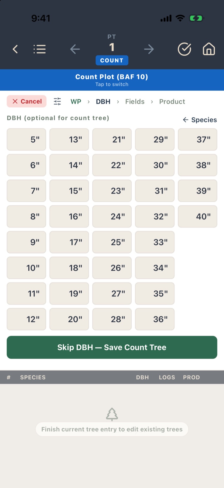 Count plot DBH step with Skip DBH, Save Count Tree