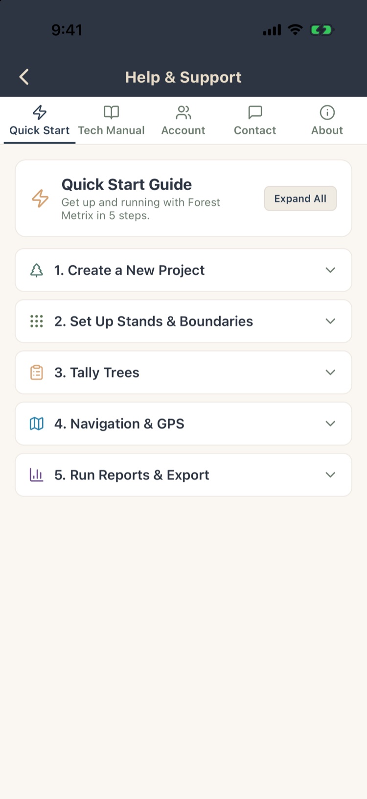 Help Quick Start with five steps
